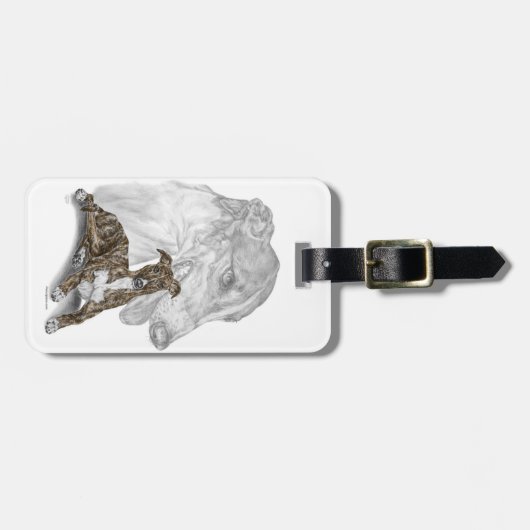 Brindle Greyhound Dog Art Bagagelabel (Voorkant horizontaal)