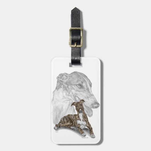 Brindle Greyhound Dog Art Bagagelabel (Voorkant verticaal)