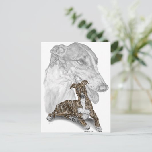 Brindle Greyhound Dog Art Briefkaart (Staand voorkant)