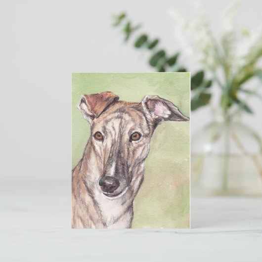 Brindle Greyhound Dog Art Briefkaarten (Staand voorkant)