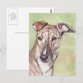 Brindle Greyhound Dog Art Briefkaarten (Voorkant / Achterkant)