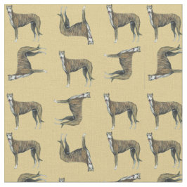 Brindle Greyhound Dog Art Fabric Stof