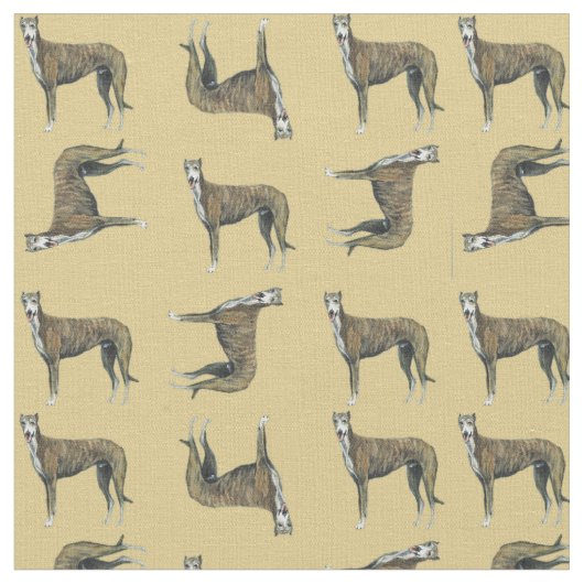 Brindle Greyhound Dog Art Fabric Stof (Close Up)