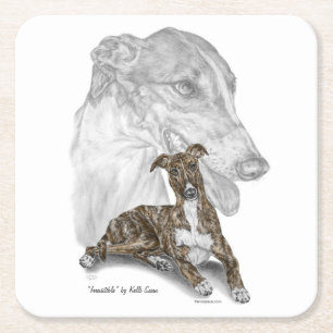 Brindle Greyhound Dog Art Kartonnen Onderzetters