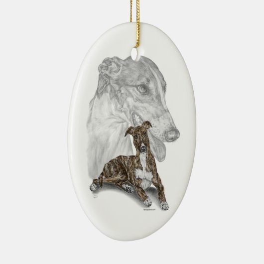 Brindle Greyhound Dog Art Keramisch Ornament (Rechts)