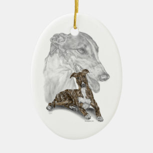 Brindle Greyhound Dog Art Keramisch Ornament