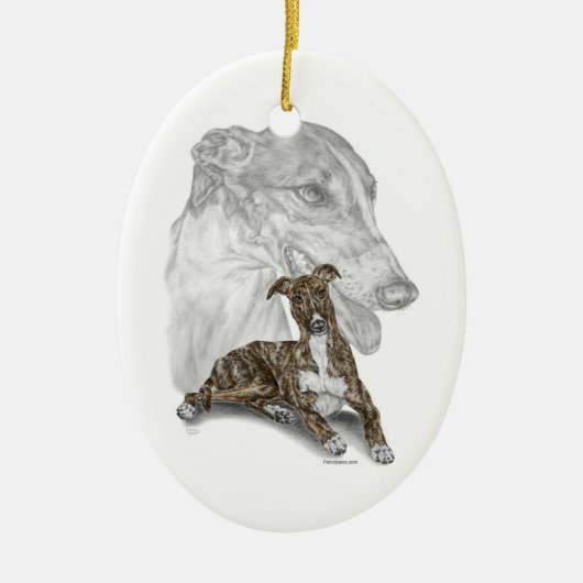 Brindle Greyhound Dog Art Keramisch Ornament (Voorkant)