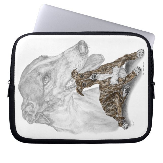 Brindle Greyhound Dog Art Laptop Sleeve (Voorkant)