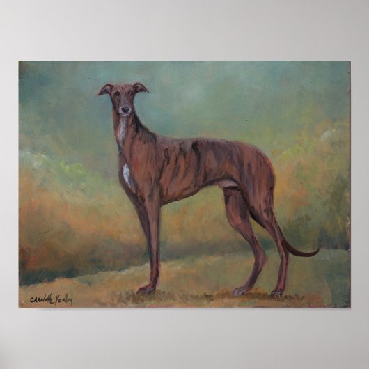 Brindle Greyhound Dog Art Poster (Voorkant)