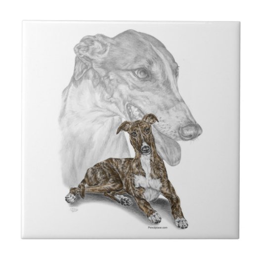Brindle Greyhound Dog Art Tegeltje (Voorkant)