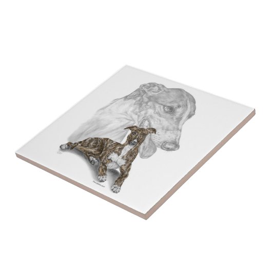 Brindle Greyhound Dog Art Tegeltje (Zijkant)