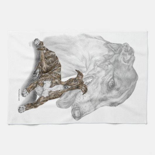 Brindle Greyhound Dog Art Theedoek (Horizontaal)