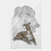 Brindle Greyhound Dog Art Theedoek (Verticaal)