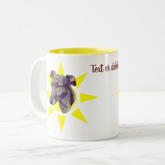 Brindle Greyhound Dog Face gepersonaliseerd Tweekleurige Koffiemok (Voorkant links)