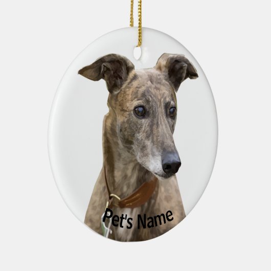 Brindle Greyhound Keramisch Ornament (Rechts)