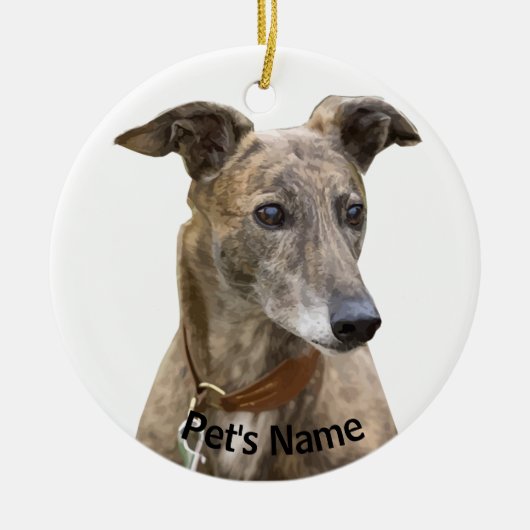 Brindle Greyhound Keramisch Ornament (Voorkant)