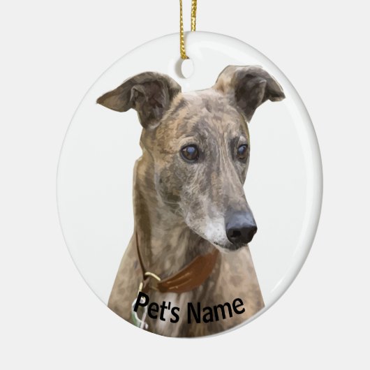 Brindle Greyhound Keramisch Ornament (Links)