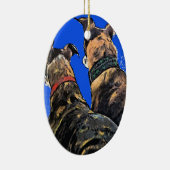 Brindle Greyhound kerstversier Keramisch Ornament (Rechts)