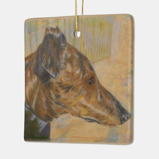 Brindle Greyhound kerstversier Keramisch Ornament (Links)