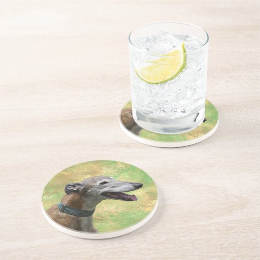 Brindle Greyhound Sandstone Onderzetter (Zijkant)