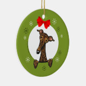 Brindle Greyhound Whippet-kerkklassieker Keramisch Ornament (Rechts)