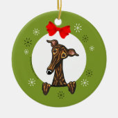 Brindle Greyhound Whippet-kerkklassieker Keramisch Ornament (Voorkant)