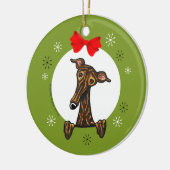 Brindle Greyhound Whippet-kerkklassieker Keramisch Ornament (Links)