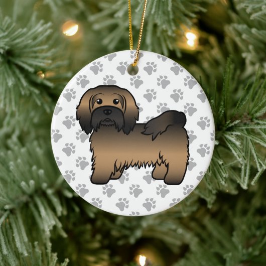 Brindle Havanese Cute Cartoon Dog Illustratie Keramisch Ornament (Boom)