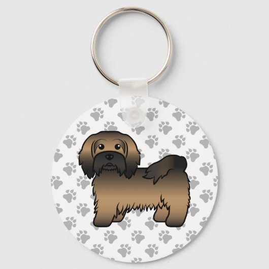 Brindle Havanese Cute Cartoon Dog Illustratie Sleutelhanger (Voorkant)