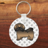 Brindle Havanese Cute Cartoon Dog Illustratie Sleutelhanger (Voorkant)