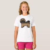 Brindle Havanese Cute Cartoon Dog Illustratie T-shirt (Voorkant volledig)