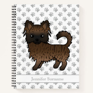 Brindle Langharige Chihuahua Hond & Aangepaste Tek Notitieboek