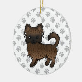 Brindle Long Coat Chihuahua Cartoon Dog & Paws Keramisch Ornament (Links)