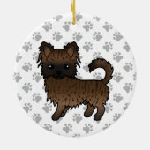 Brindle Long Coat Chihuahua Cartoon Dog & Paws Keramisch Ornament (Achterkant)
