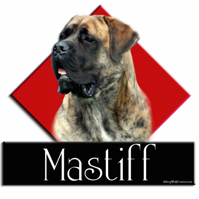 Brindle Mastiff Diamond sculptuur Staand Fotobeeldje (Voorkant)