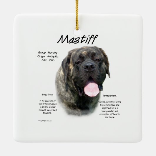 Brindle Mastiff Geschiedenis Keramisch Ornament (Achterkant)