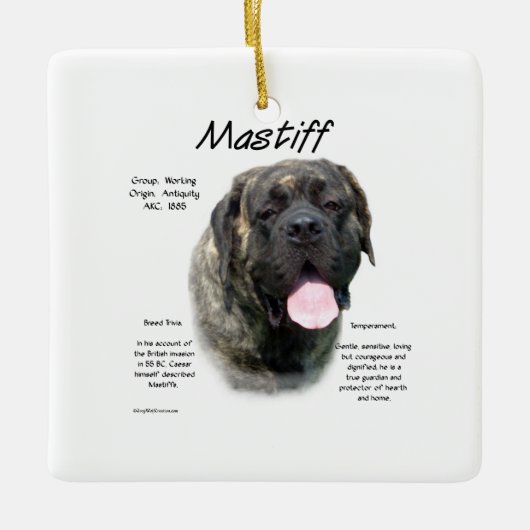 Brindle Mastiff Geschiedenis Keramisch Ornament (Voorkant)