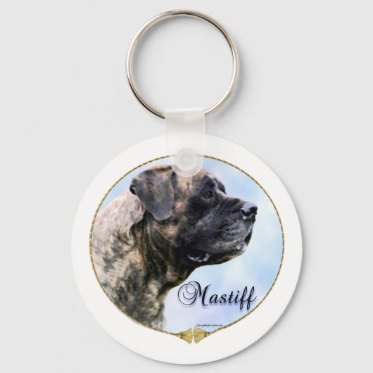 Brindle Mastiff Portrait Sleutelhanger (Voorkant)