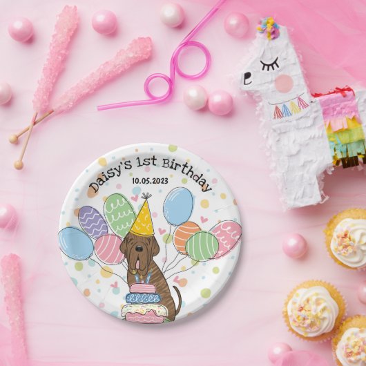 Brindle Napolitan Mastiff Dog Verjaardagsfeestje Papieren Bordje (Feest)