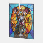 Brindle Pit Bull Dog "Glas in lood" Glas Ornament (Voorkant links)