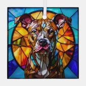 Brindle Pit Bull Dog "Glas in lood" Glas Ornament (Achterkant)