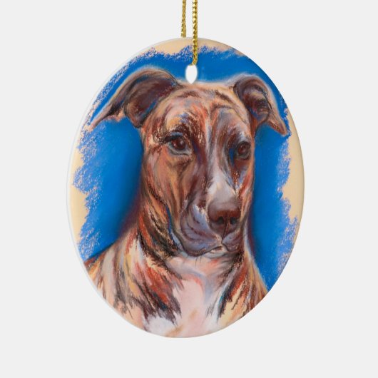 Brindle Pit Bull Dog Keramisch Ornament (Rechts)