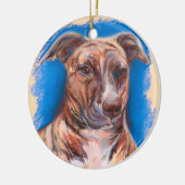 Brindle Pit Bull Dog Keramisch Ornament (Links)