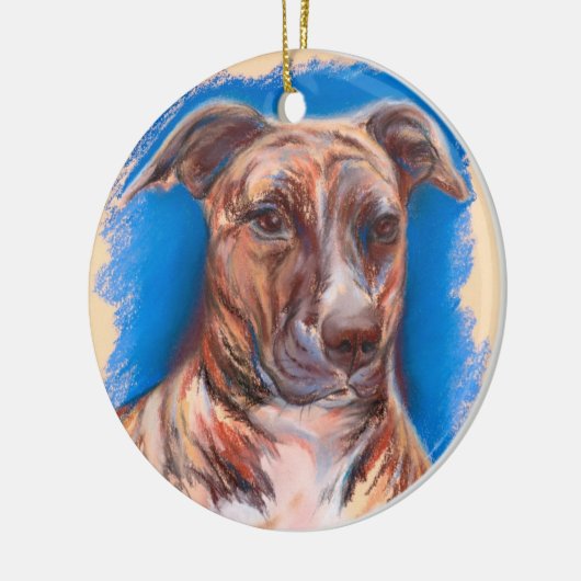 Brindle Pit Bull Dog Keramisch Ornament (Links)