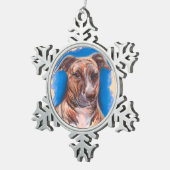 Brindle Pit Bull Dog Tin Sneeuwvlok Ornament (Rechts)