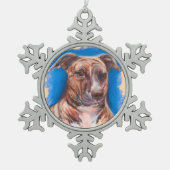 Brindle Pit Bull Dog Tin Sneeuwvlok Ornament (Voorkant)