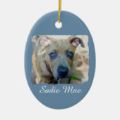 Brindle Pit Bull Puppy van Shirley Taylor Keramisch Ornament (Voorkant)