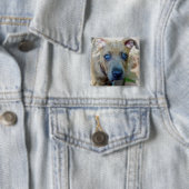 Brindle Pit Bull Puppy van Shirley Taylor Vierkante Button 5,1 Cm (In situ)