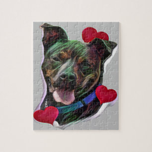 Brindle Pit Bull Staffordshire Heart Legpuzzel