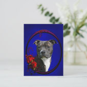 Brindle pitbull met rozen briefkaart (Staand voorkant)